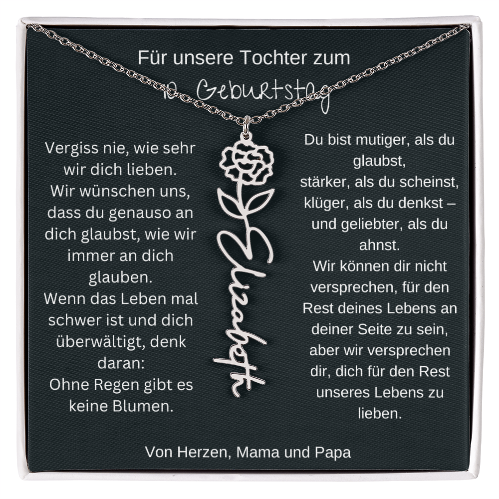 Geschenk zum 10. Geburtstag Tochter Geburtsblumen Namenskette