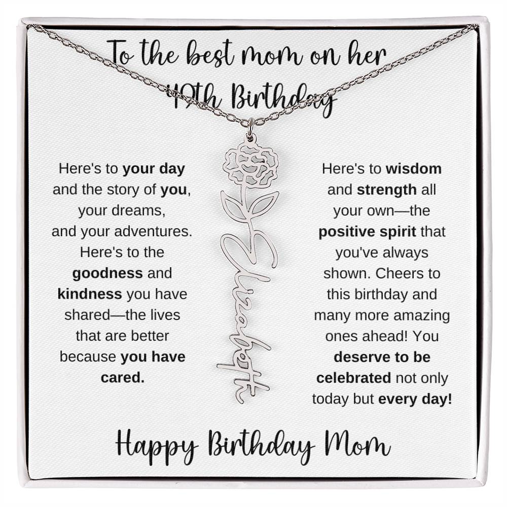 To The Best Mom - Happy 49th Birthday | Flower Name Necklace