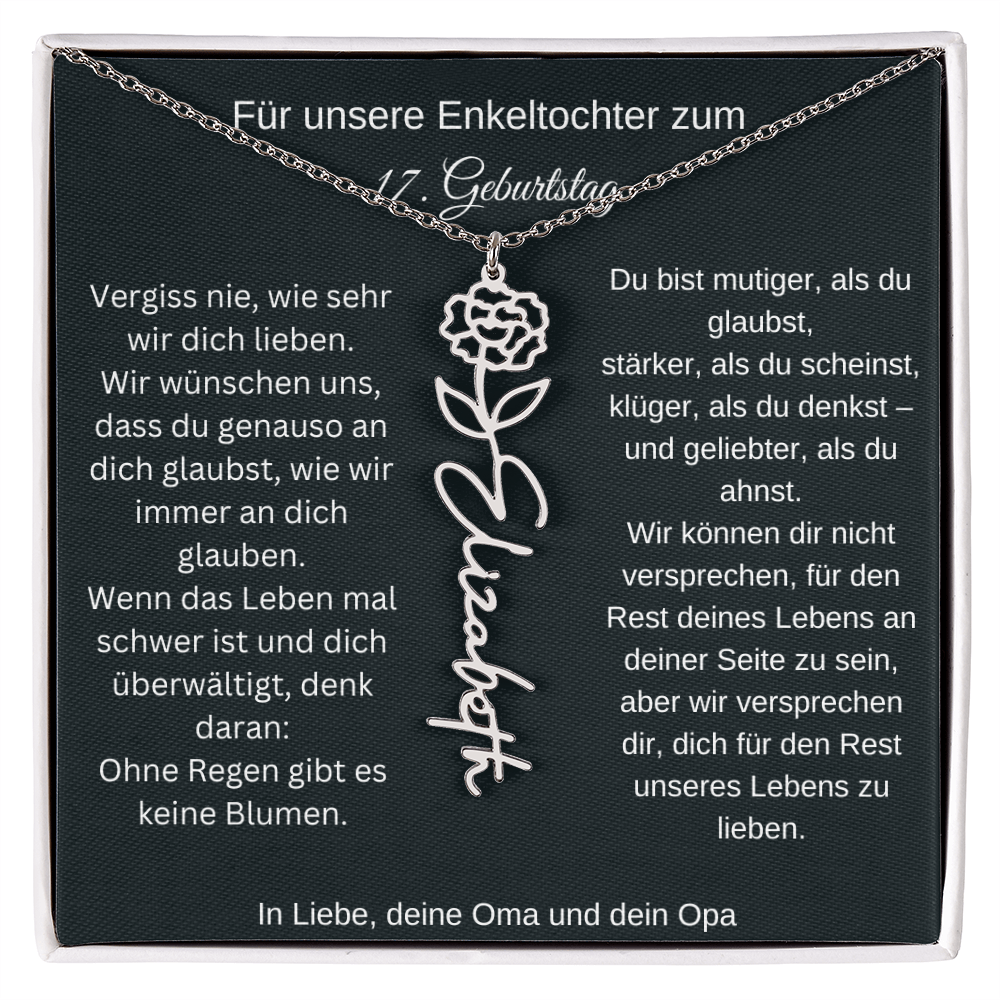 17. Geburtstag Blumen Namenskette