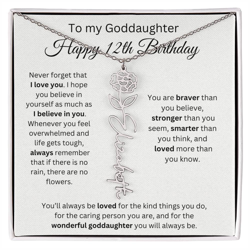 To My Goddaughter Happy 12th Birthday - Flower Name Necklace
