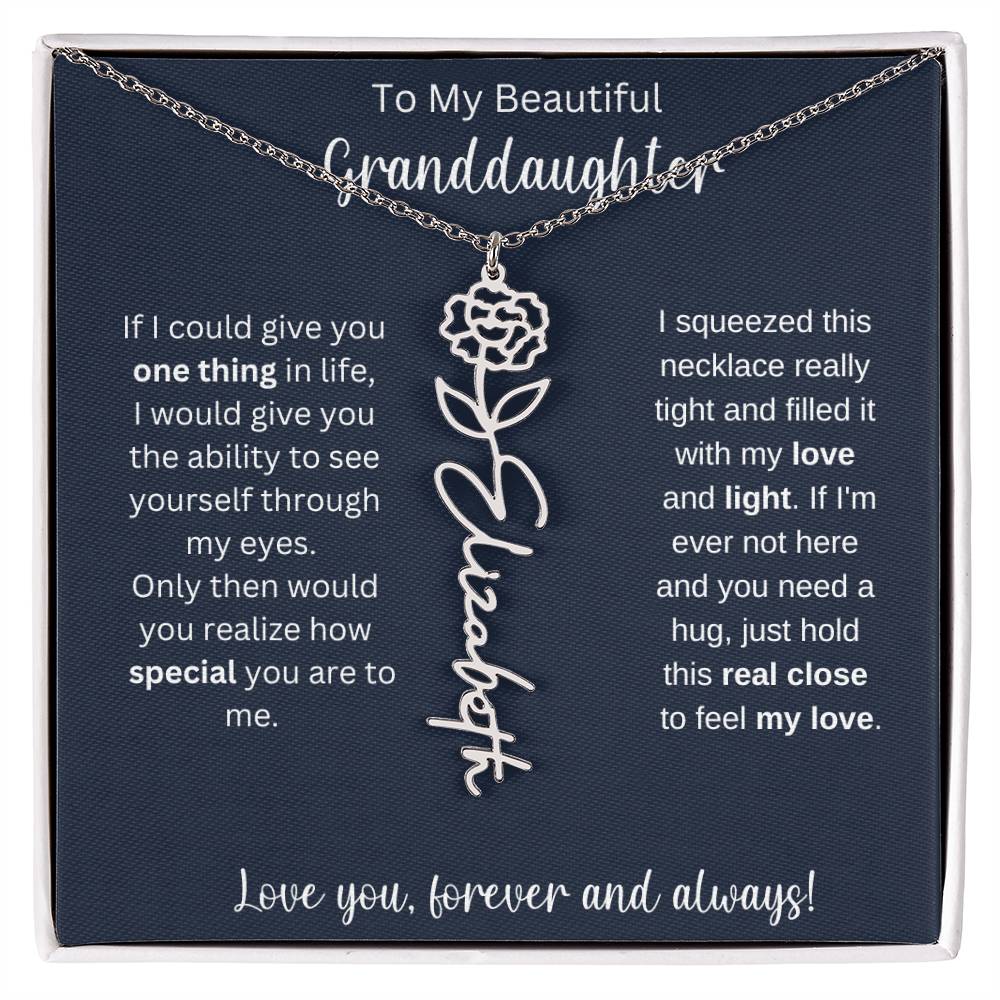 Granddaughter Birthday Present | Flower Name Necklace