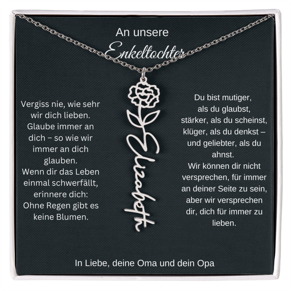 Geburtsblume Namenskette Enkeltochter Silber Gold personalisierte Gravur Kette Geschenk