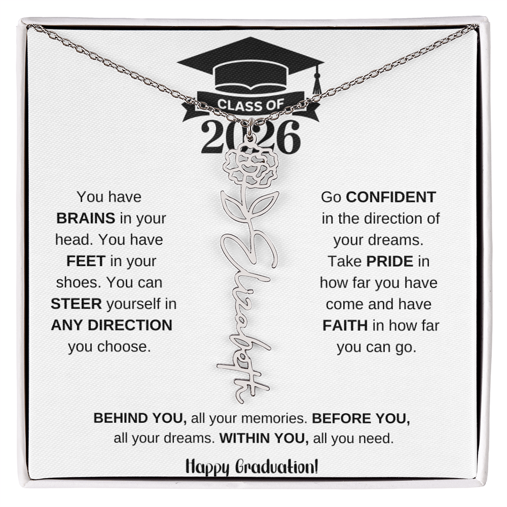 Personalized 2026 Graduation Gift Birth Month Flower Necklace
