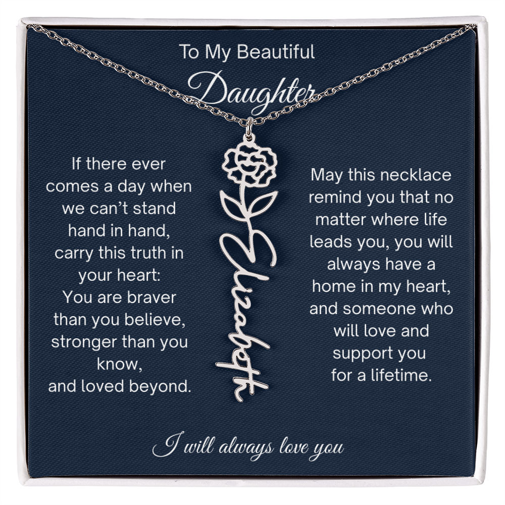 Daughter Gift Personalized Birth Flower Name Necklace