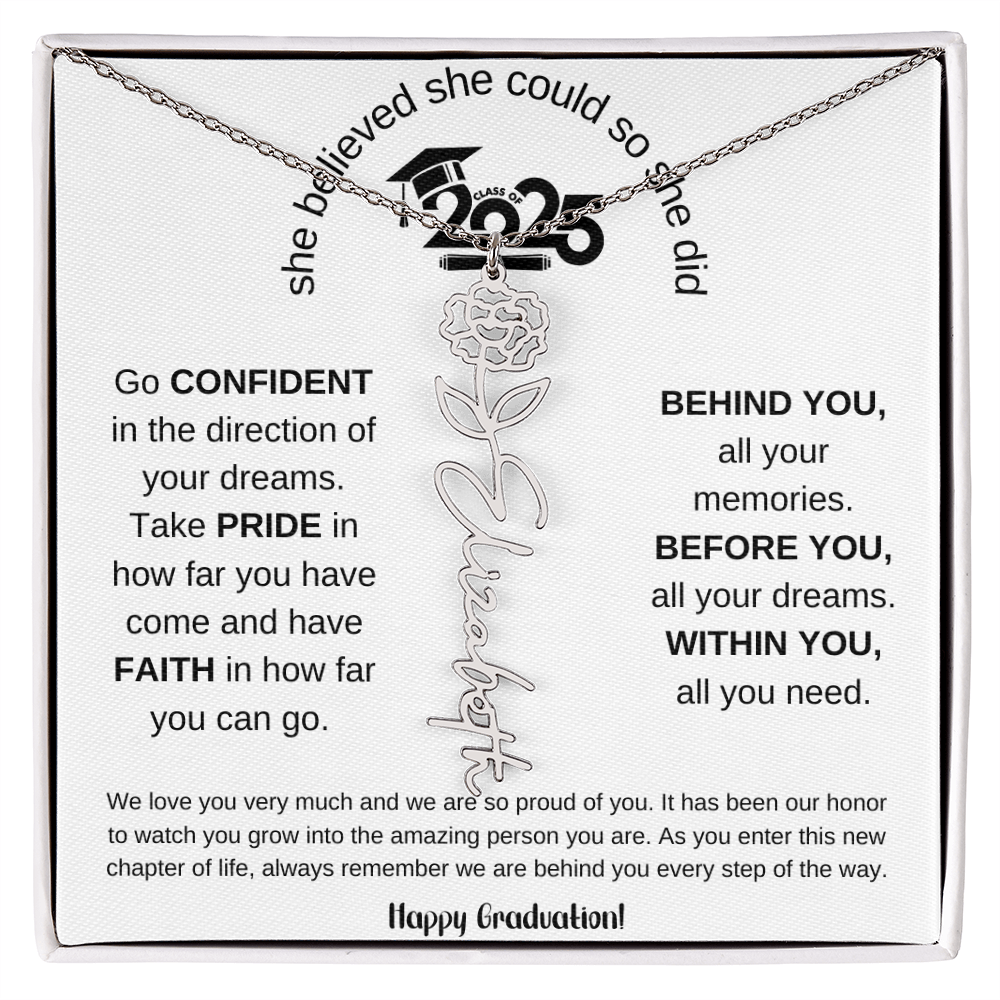 Happy Graduation - Flower Name Necklace