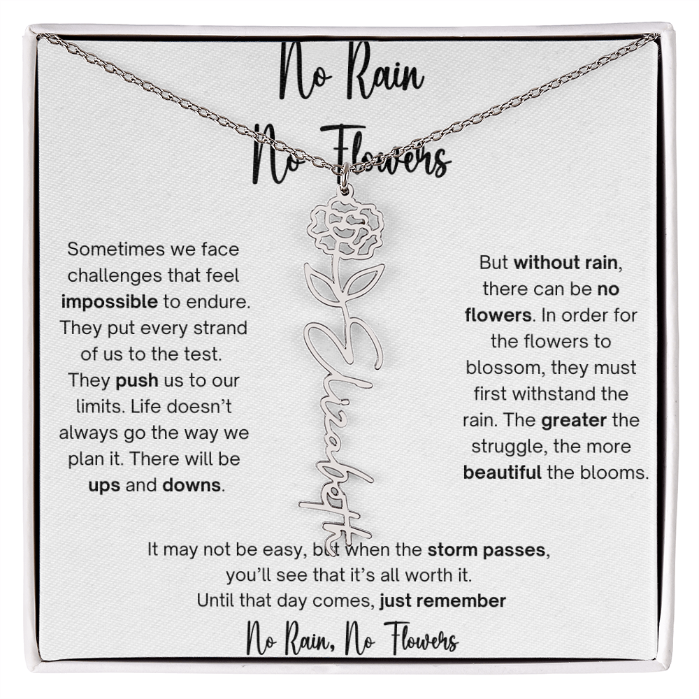 No Rain No Flowers 1 - Flower Name Necklace