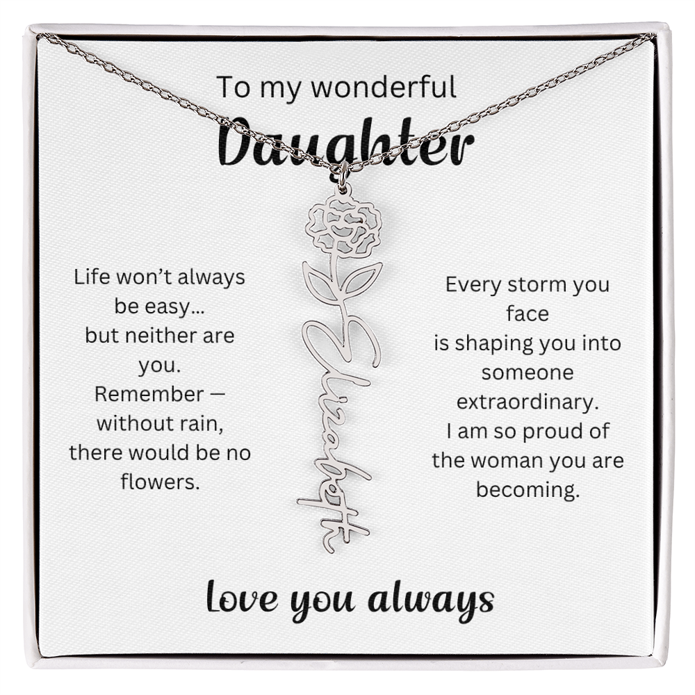 Emotional Gift for Daughter - Birth Flower Name Necklace 2