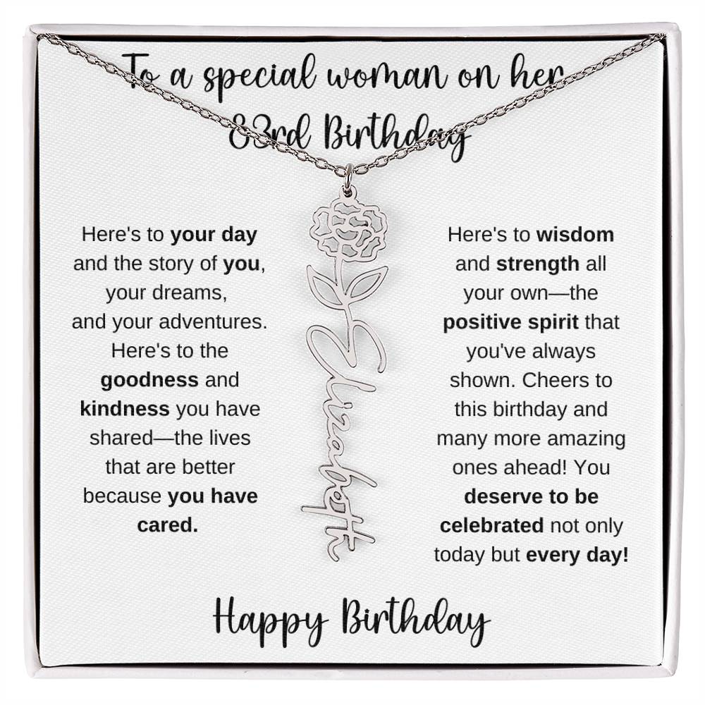 83rd Birthday - Flower Name Necklace