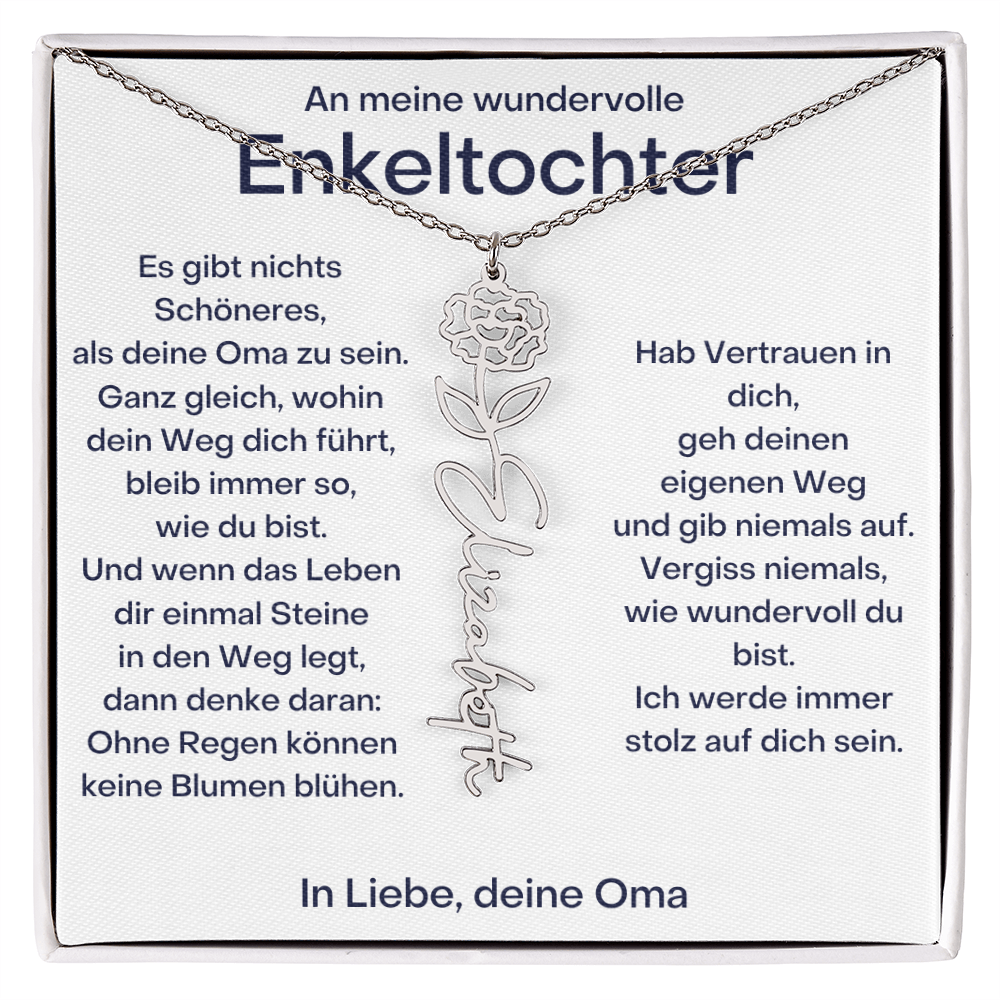 Personalisierte Geburtsblumenkette für Enkeltochter Von Oma