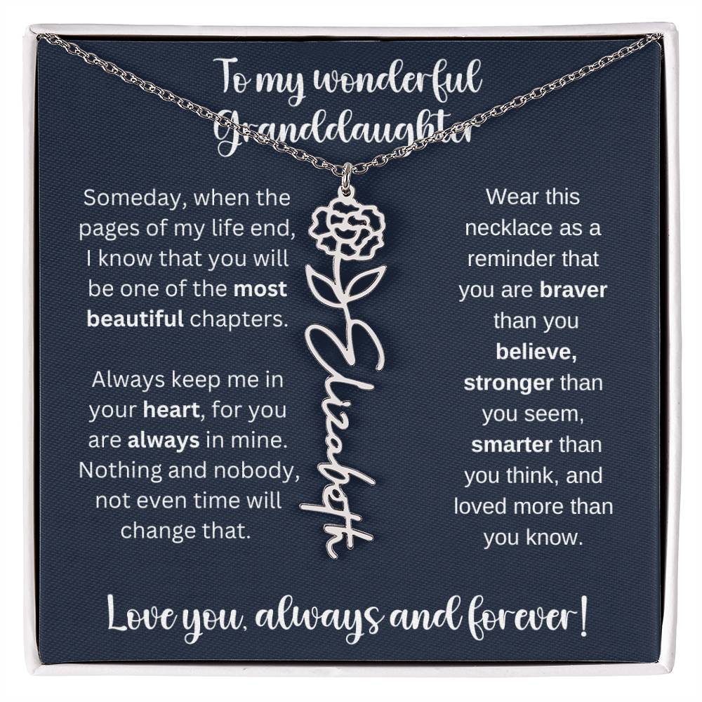 Granddaughter Birth Month Flower Necklace