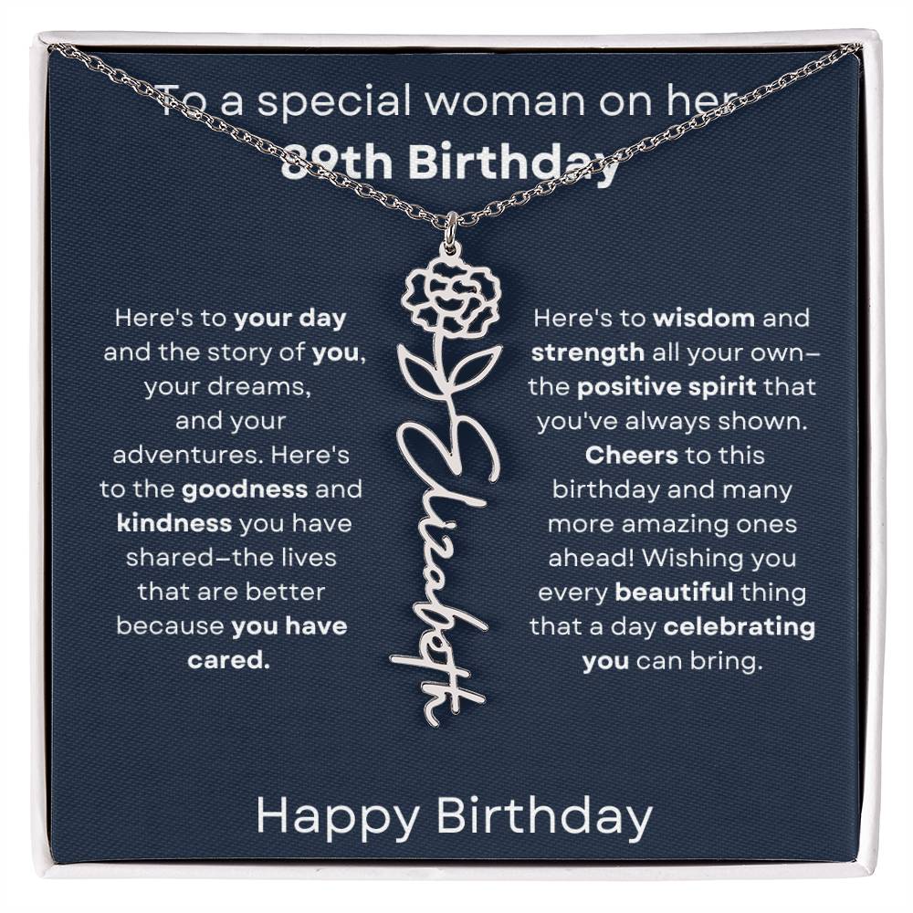 To A Special Woman On Her 89th Birthday - Flower Name Necklace