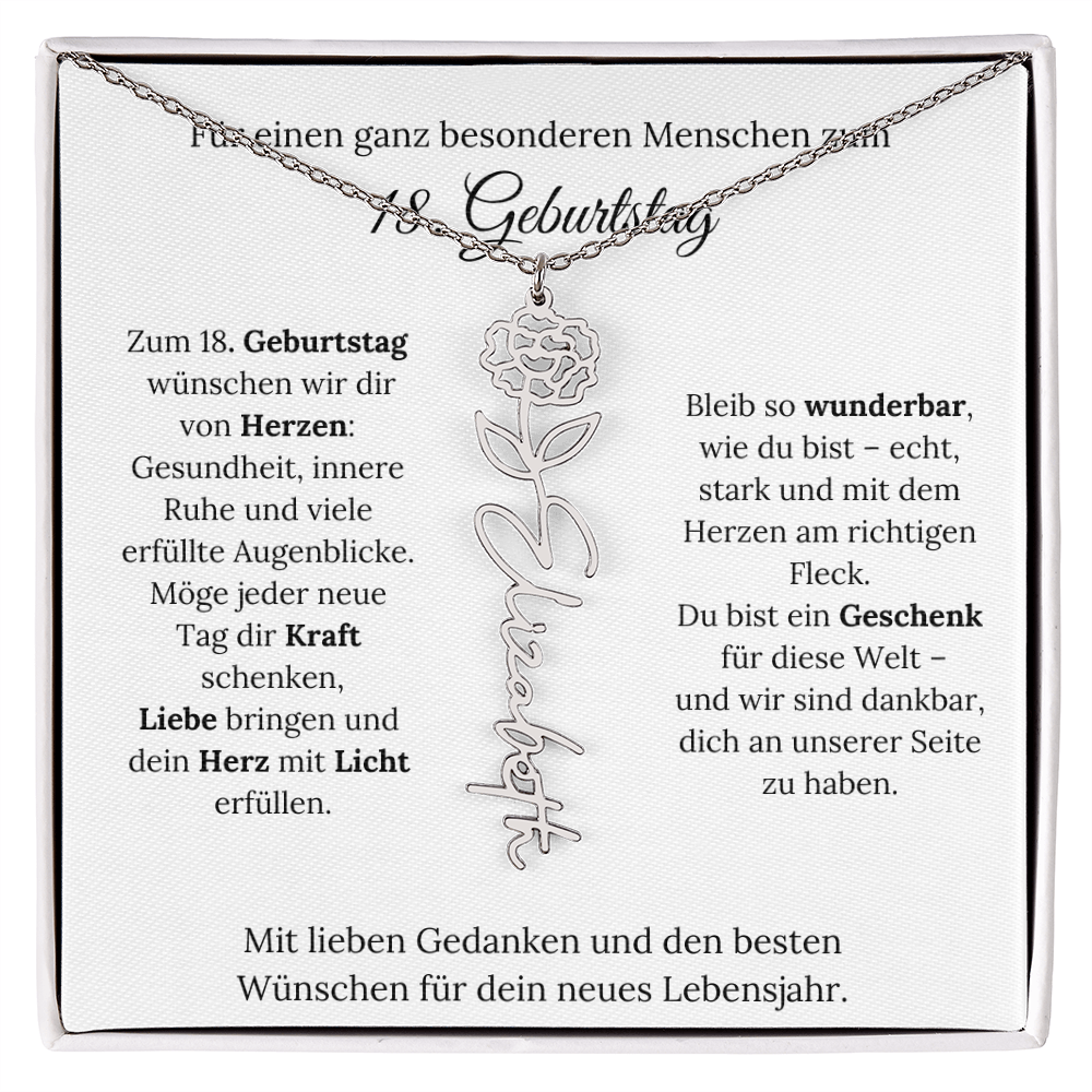 Personalisiertes 18. Geburtstagsgeschenk mit Geburtsblume