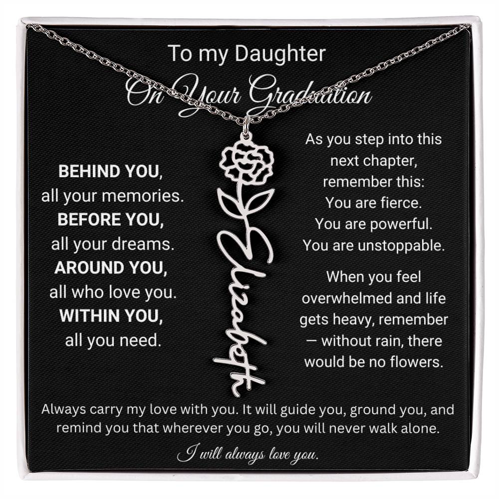 To My Daughter On Your Graduation | Carry My Love | Flower Name Necklace