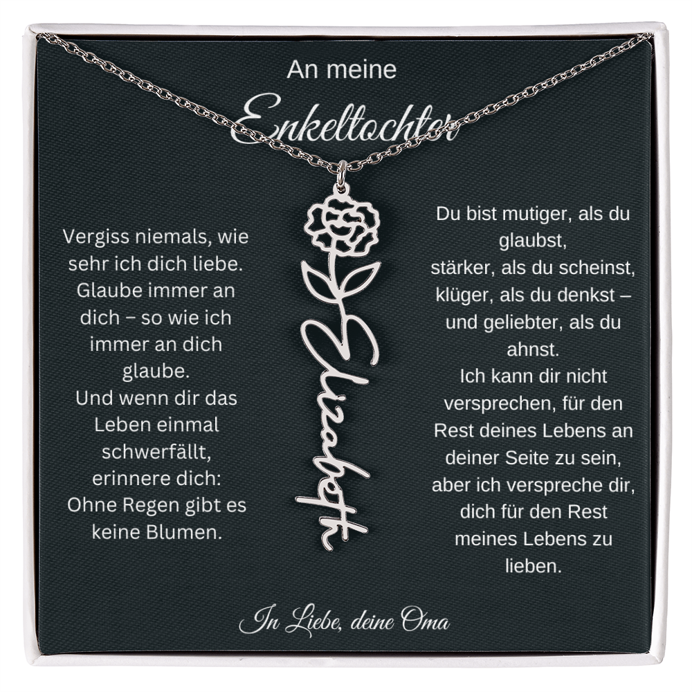 An meine Enkeltochter Geburtsblume Namenskette personalisierte Gravur Schmuck Geschenk