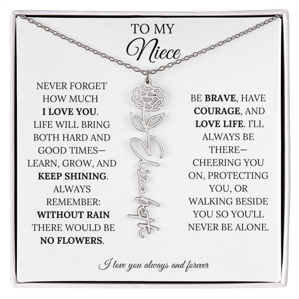 To My Niece | Keep Shining | Flower Name Necklace