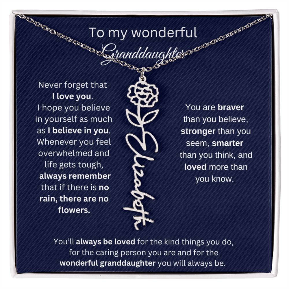 To My Wonderful Granddaughter  Personalized Birth Month Flower Necklace 1