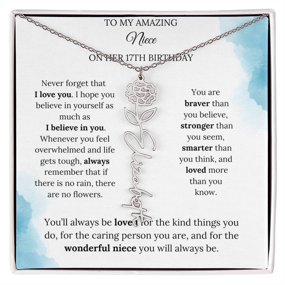 Birth Month Flower Name Necklace for My Niece's 17th Birthday
