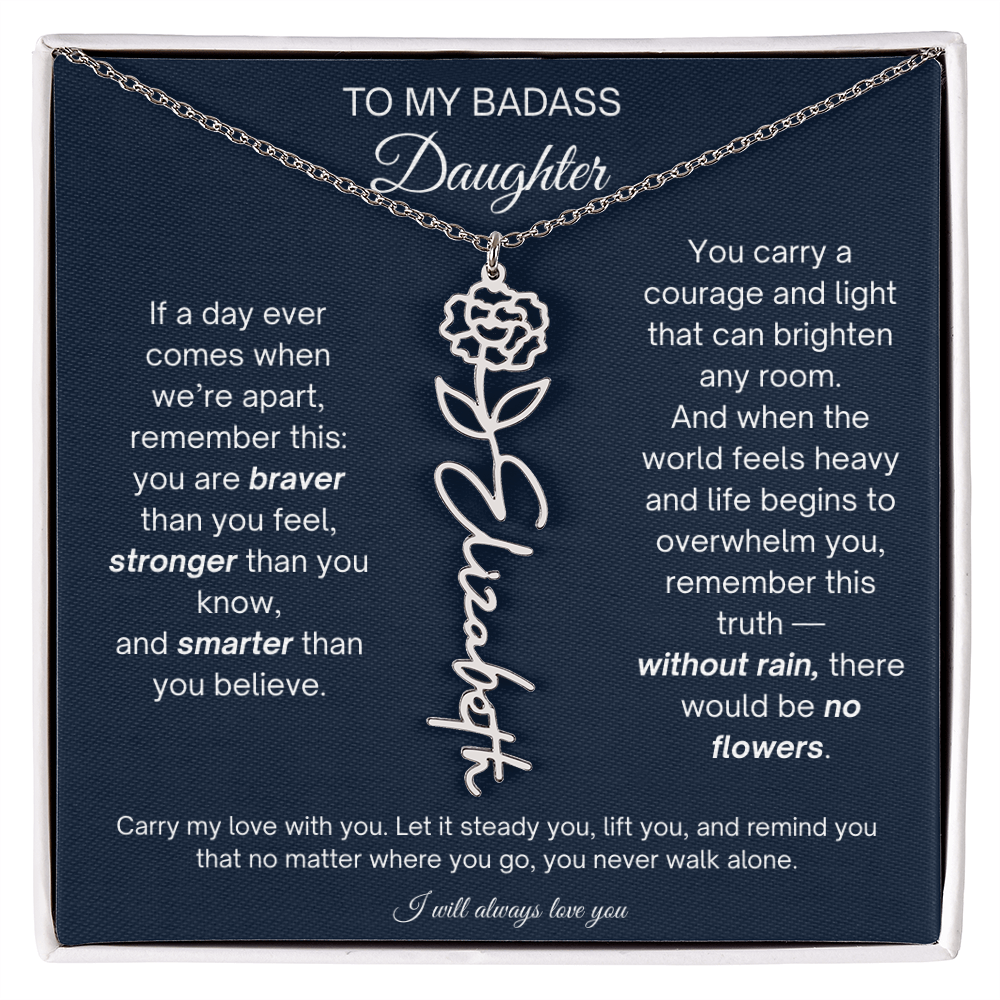 Daughter Encouragement Gift - Personalized Flower Name Necklace