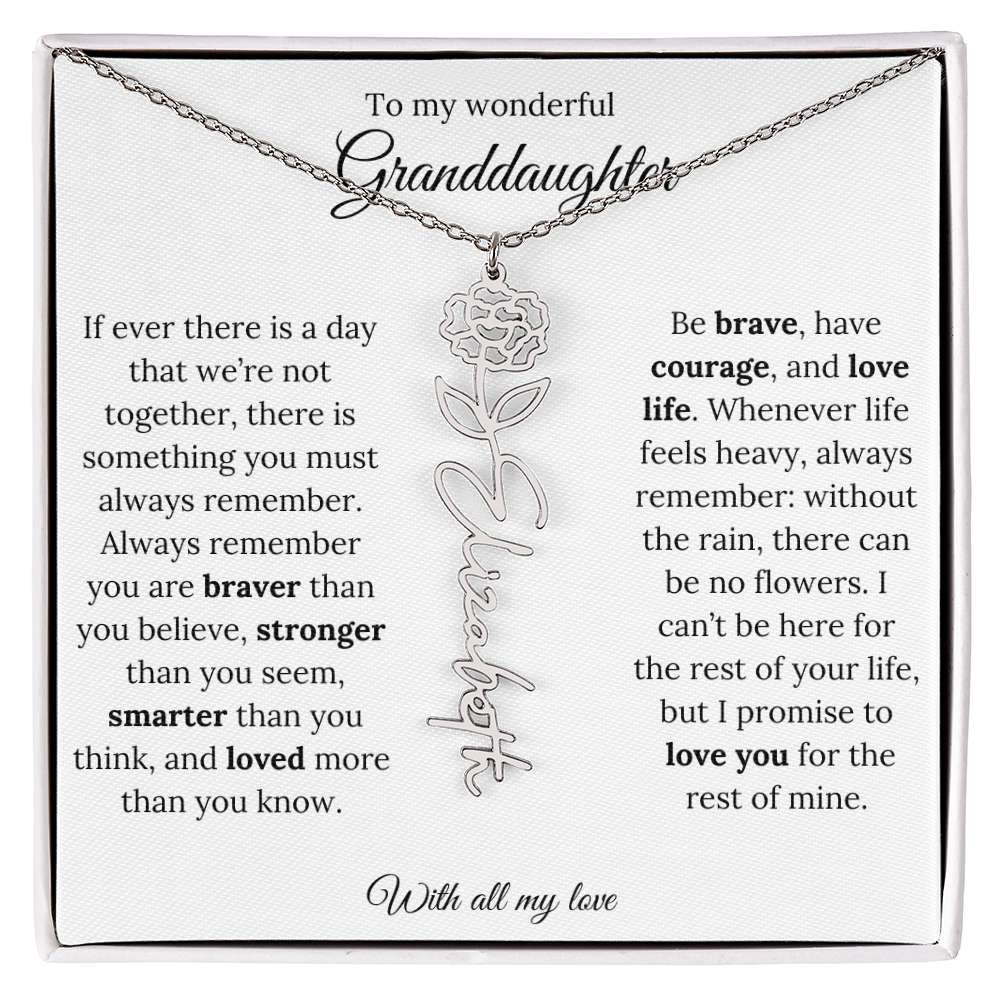 Personalized Birth Flower Name Necklace for Granddaughter