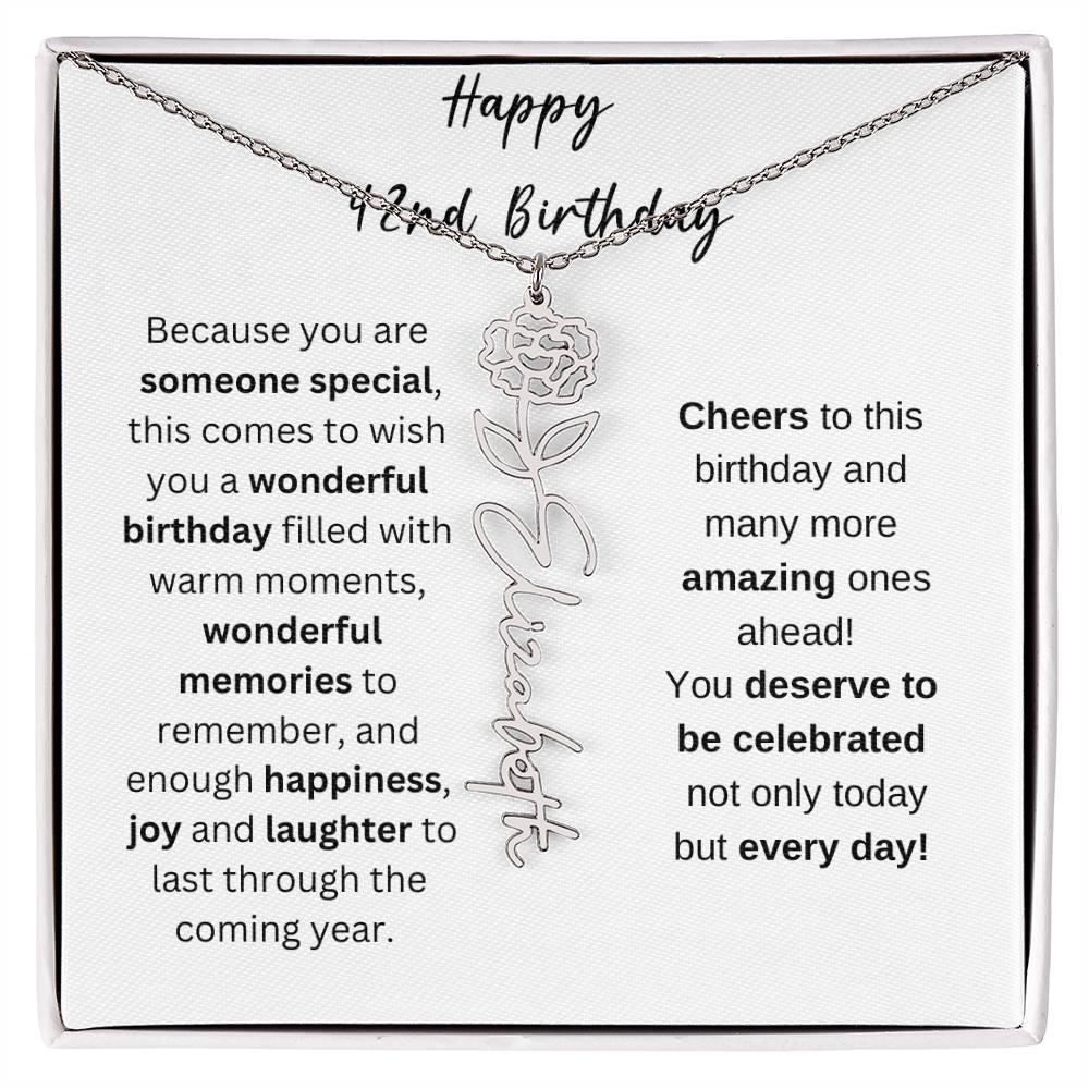Happy 42nd Birthday - Flower Name Necklace