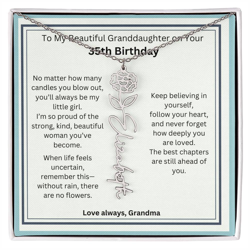 Birthday Gift for Granddaughter - Birth Flower Name Necklace