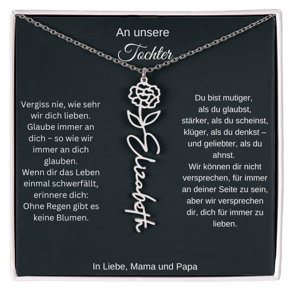 Geburtsblume Namenskette Tochter personalisierte Gravur Kette Geschenk