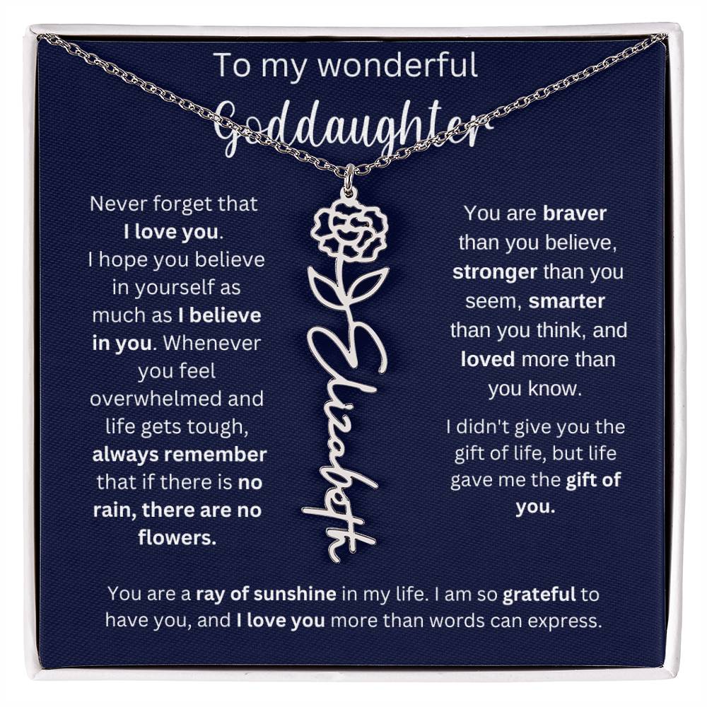 To My Wonderful Goddaughter | You Are Ray Of Sunshine | Flower Name Necklace