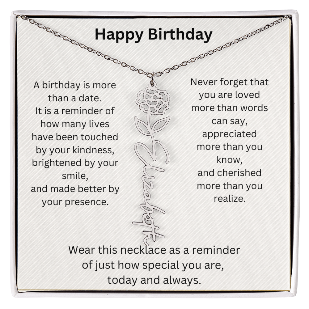 Meaningful Birthday Gift Birth Flower Name Necklace