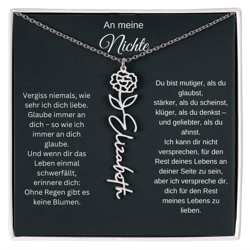 An meine Nichte Geburtsblume Namenskette mit Gravur Geschenk Geburtstag Weihnachten