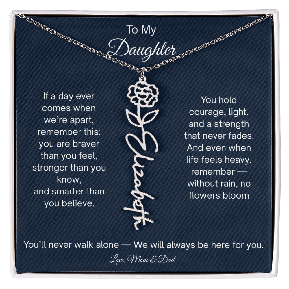 Personalized Daughter Gift - Birth Flower Name Necklace