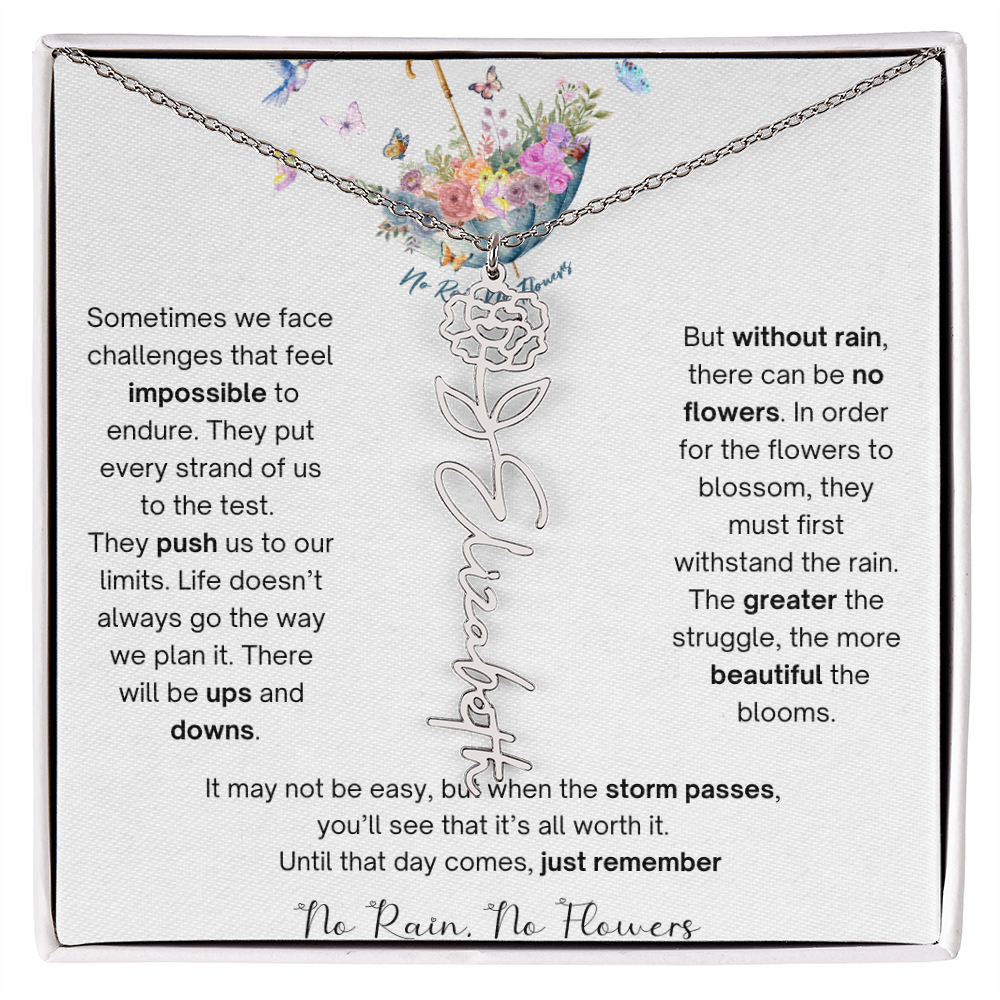 No Rain No Flowers 3 - Flower Name Necklace