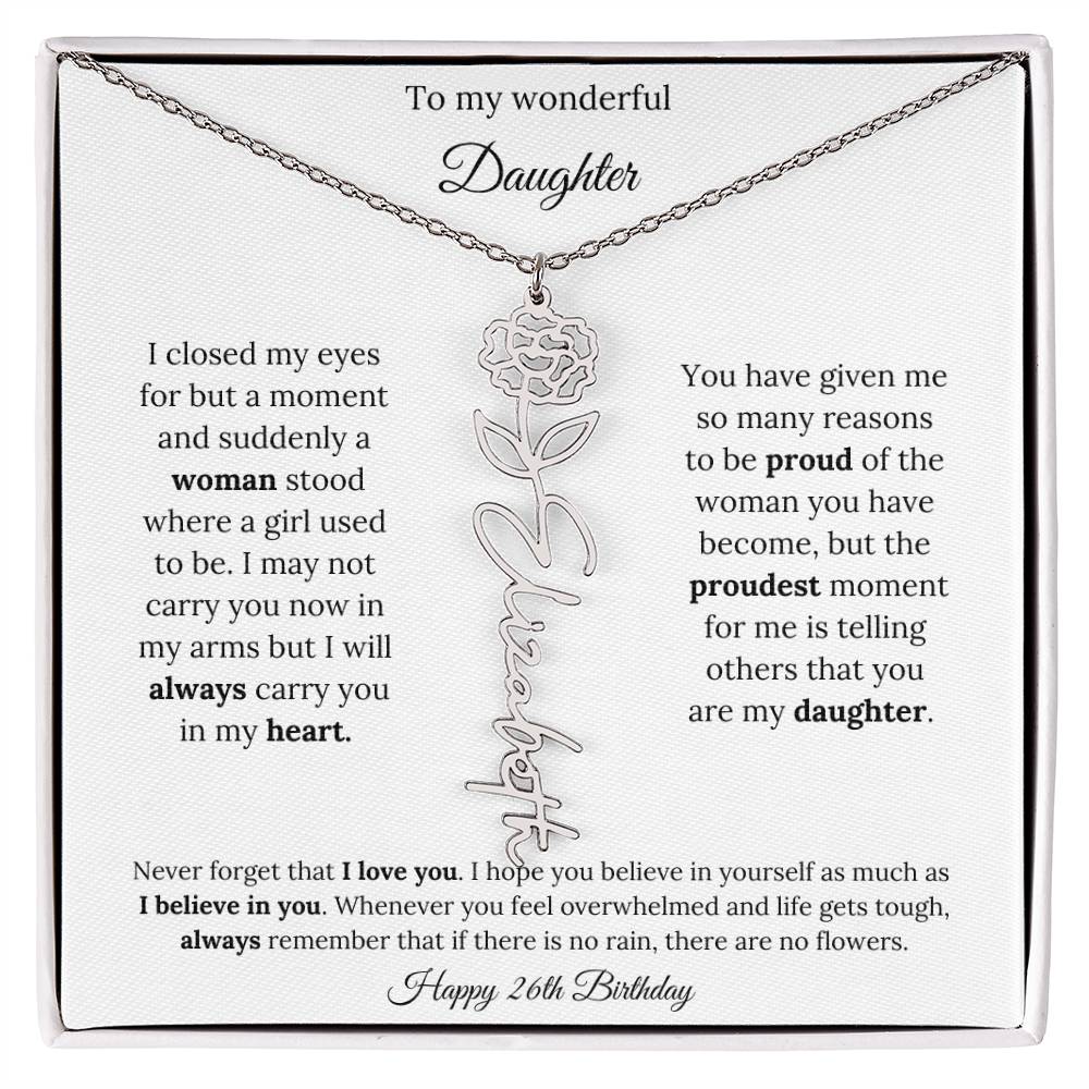 Happy 26th Birthday | Never Forget That I Love You | Flower Name Necklace