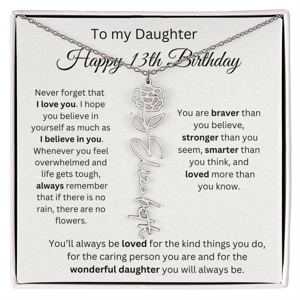Happy 13th Birthday - Flower Name Necklace