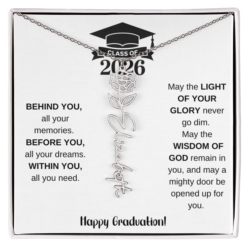 Class Of 2026 Personalized Graduation Gift Birth Month Flower Necklace