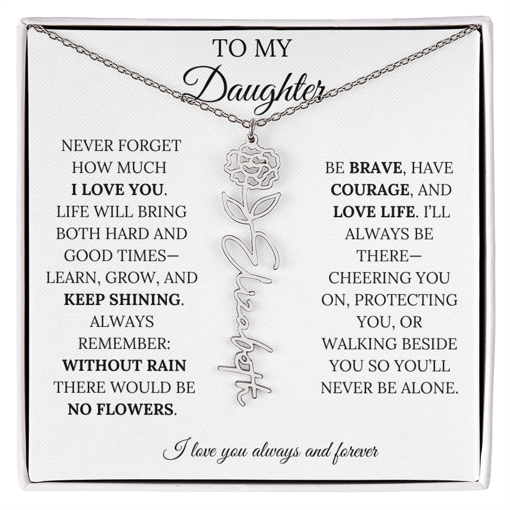 Personalized Birth Flower Name Necklace for Daughter