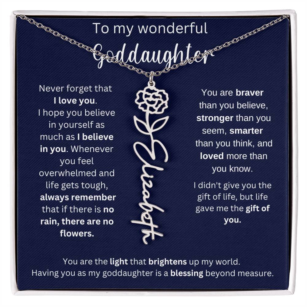 To My Wonderful Goddaughter | I Believe In You | Flower Name Necklace