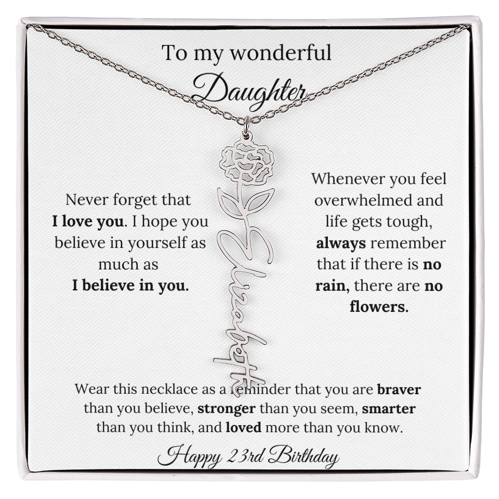 Daughter Jewelry 23rd Birthday Gift - Flower Name Necklace