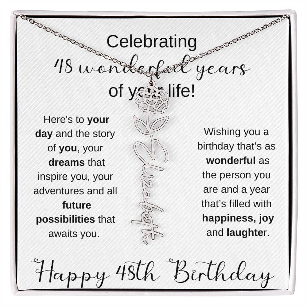 Happy 48th Birthday | Flower Name Necklace