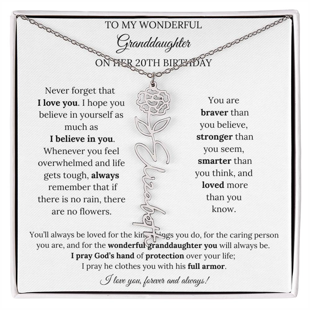 To My Wonderful Granddaughter On Her 20th Birthday - I Love You Forever & Always