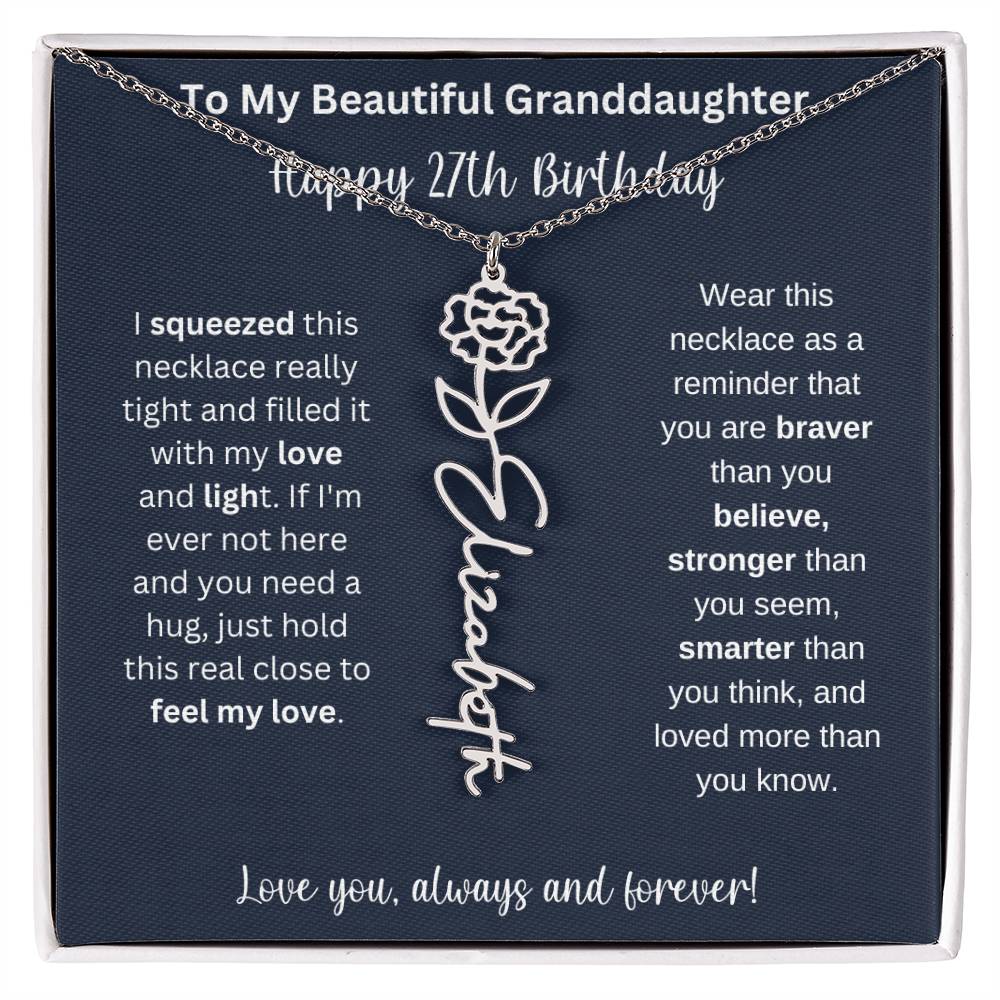 Flower Name Necklace 27th Birthday Necklace Gift To My Granddaughter