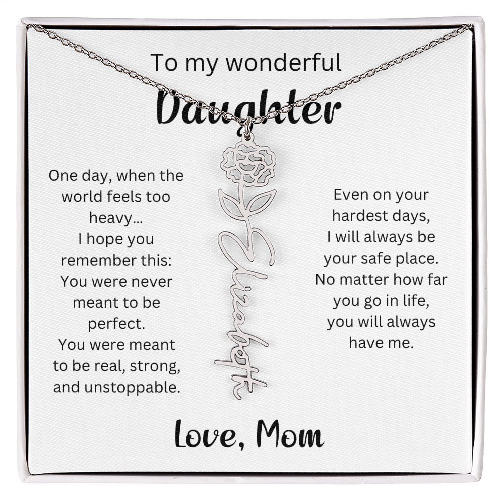 Emotional Gift for Daughter - Birth Flower Name Necklace