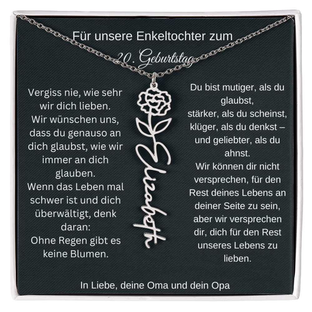 20. Geburtstag Blumen Namenskette