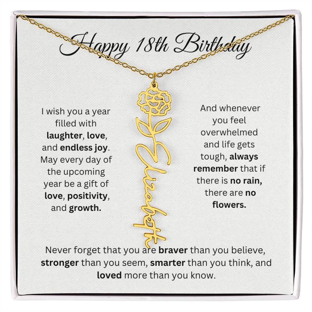 Happy 18th Birthday - Flower Name Necklace