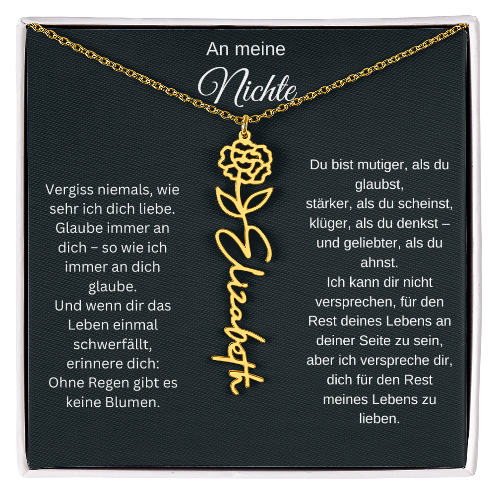 An meine Nichte Geburtsblume Namenskette mit Gravur Geschenk Geburtstag Weihnachten