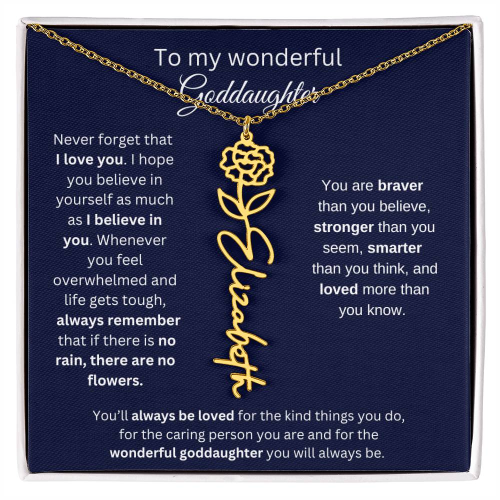 To My Wonderful Goddaughter - I Love You - Flower Name Necklace