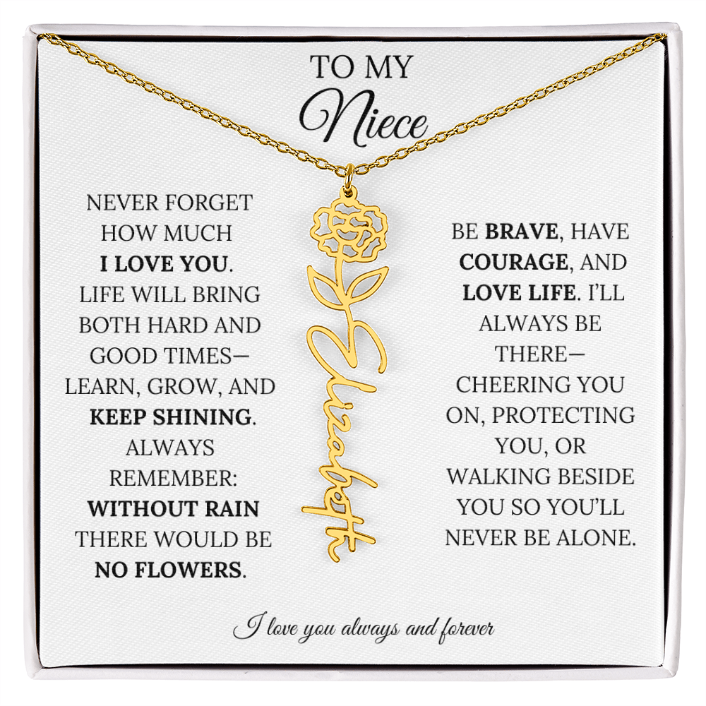 To My Niece | Keep Shining | Flower Name Necklace