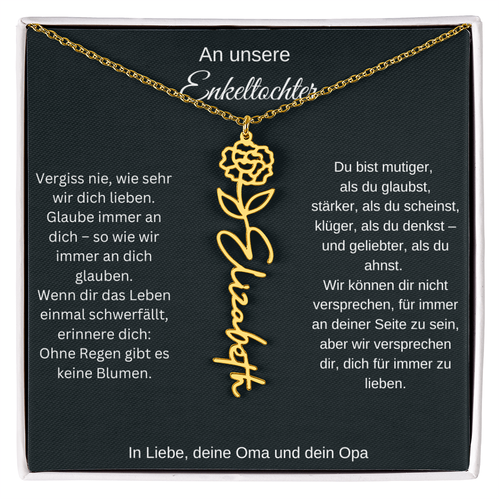 Geburtsblume Namenskette Enkeltochter Silber Gold personalisierte Gravur Kette Geschenk