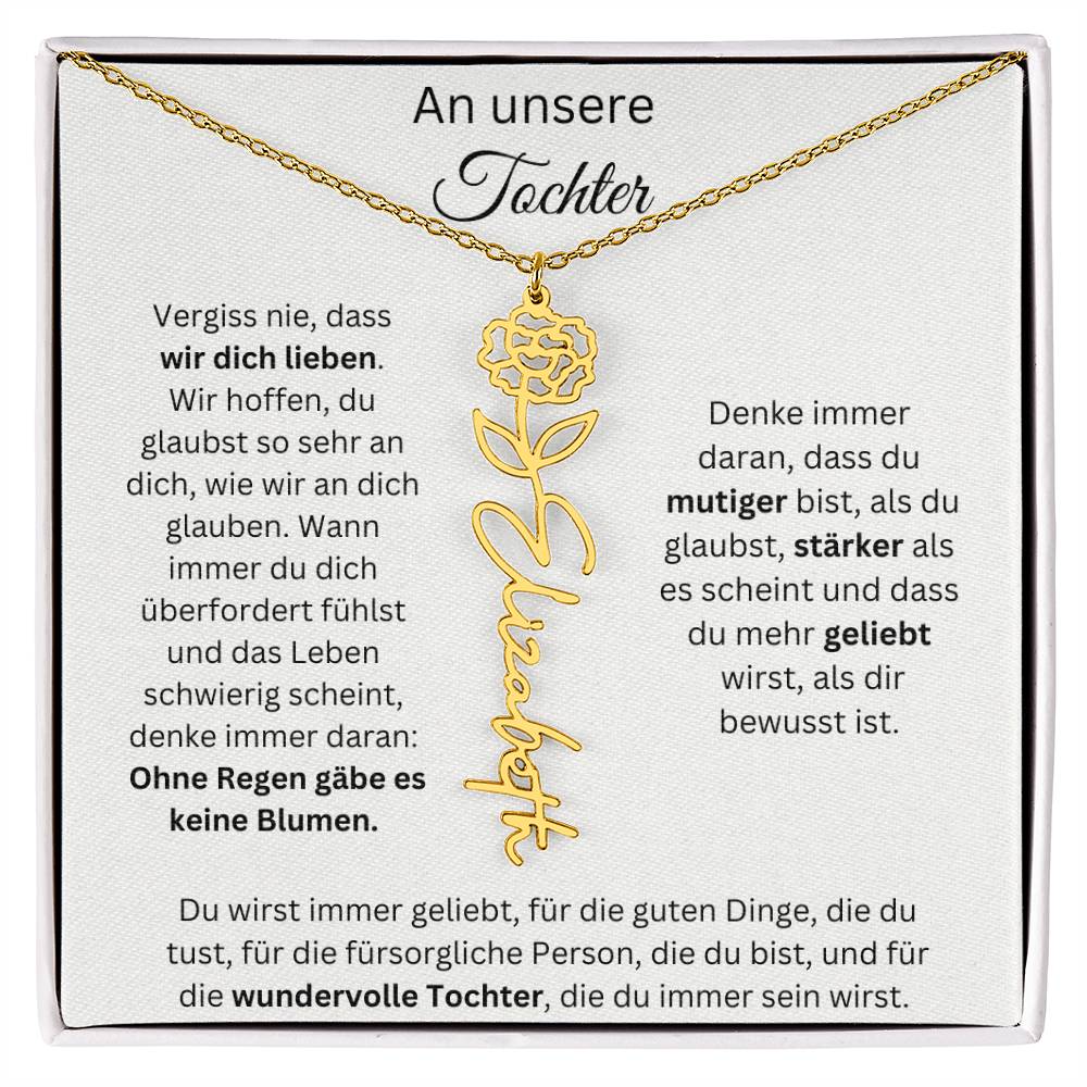 An Unsere Tochter - Vergiss Nie Geburtsblumen Kette Personalisierbar Mit Namen