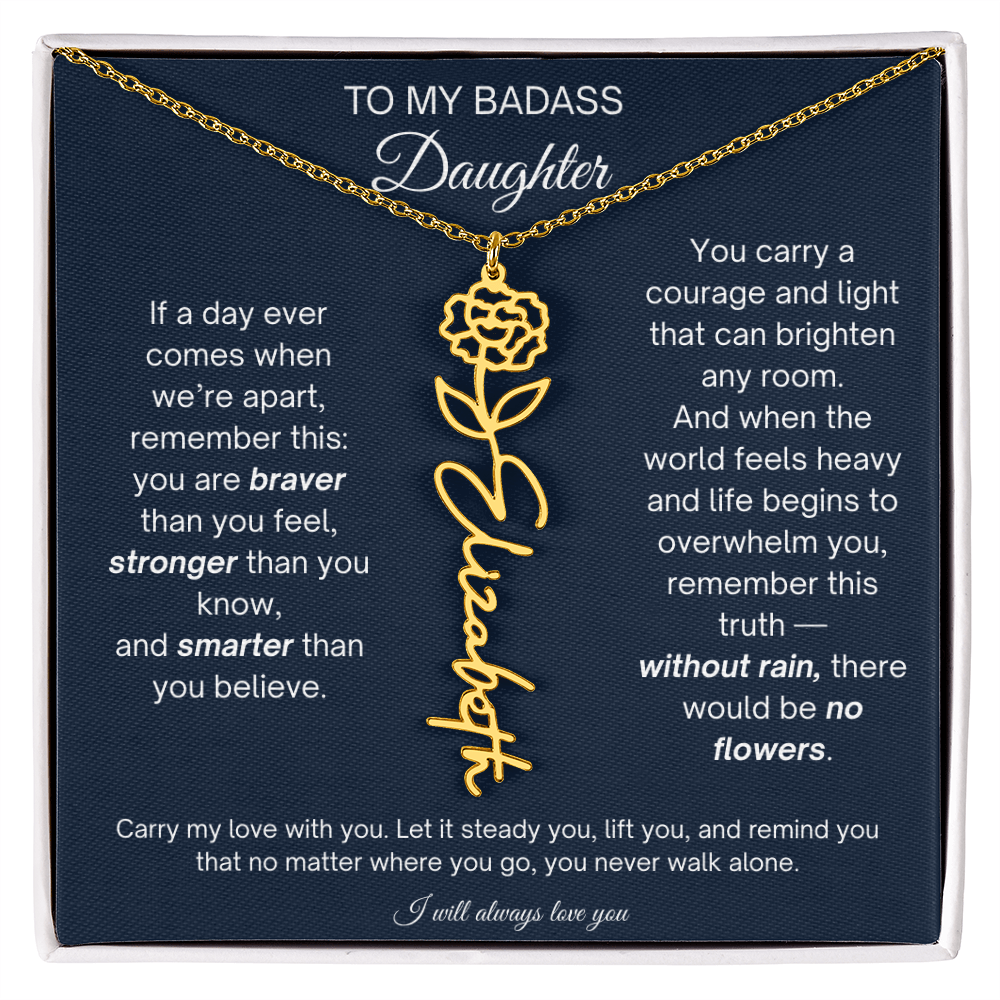 Daughter Encouragement Gift - Personalized Flower Name Necklace