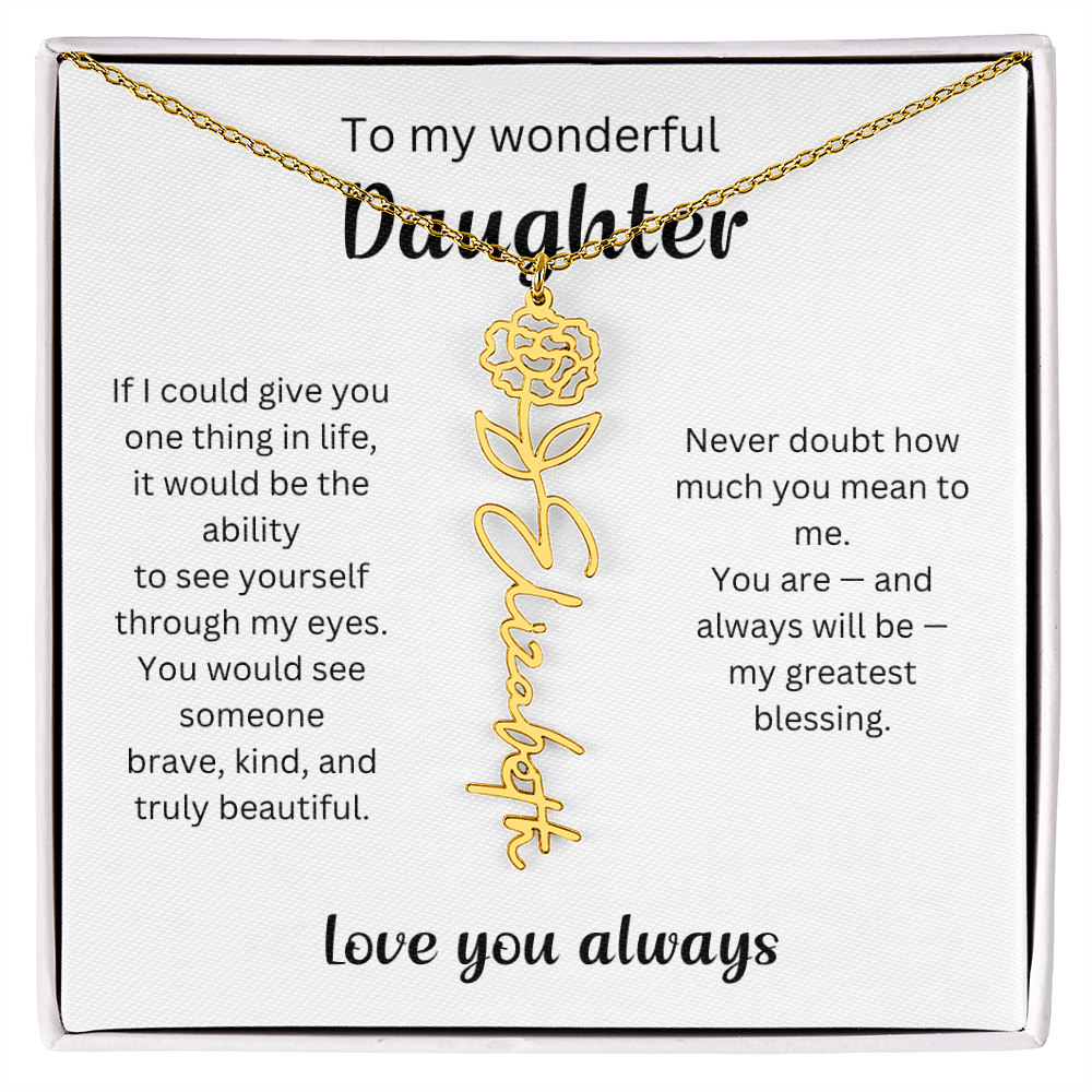 Emotional Gift for Daughter - Birth Flower Name Necklace 3
